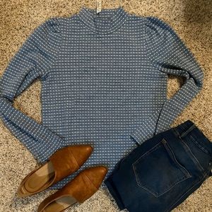 Madewell jacquard puff-sleeve mockneck top - SM